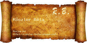 Röszler Béla névjegykártya